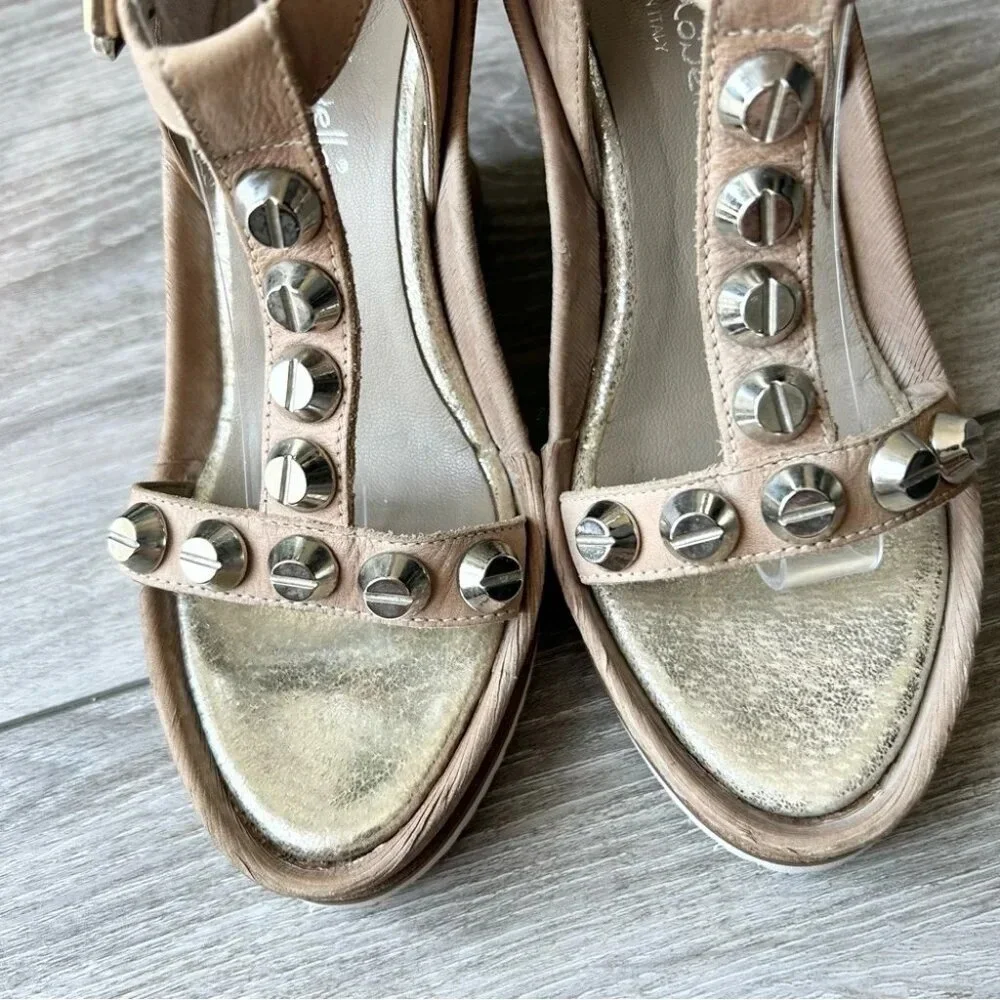 Stelle Monelle Studded T Strap Wedge Heel Sandal Made in Italy